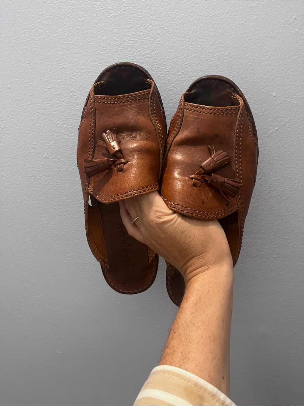 Cole Haan Brown Leather Tassel Slip-On Loafers